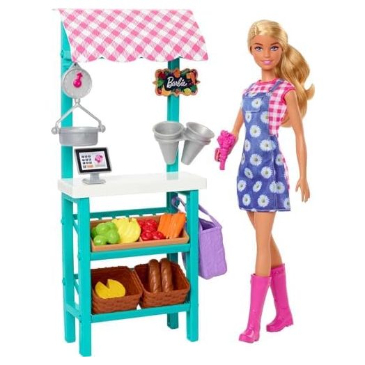 Barbie Careers Doll & Playset, Farmers Market Theme with Blonde Fashion Doll, Furniture & Accessories