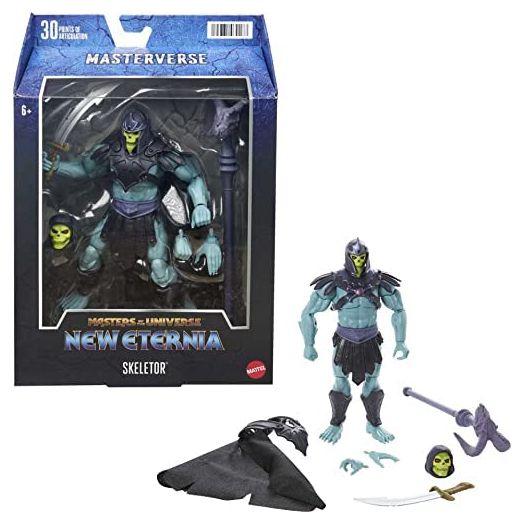 Masters of the Universe Masterverse New Eternia Skeletor Action Figure with Accessories, 7-inch Motu Collectible Gift for Fans 6 Years Old & Up