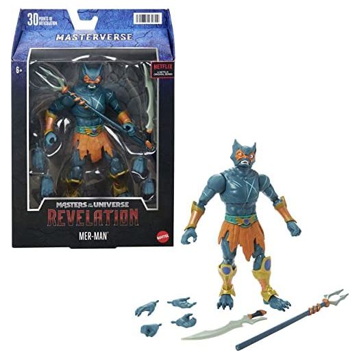 Masters of the Universe Masterverse Collection, Mer-Man, 7-in Motu Battle Figures for Storytelling Play and Display, Gift for Kids Age 6 and Older and Adult Collectors