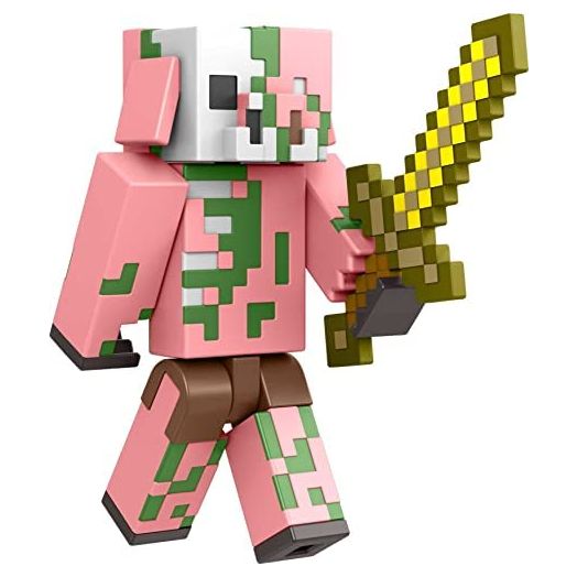 Minecraft Craft-A-Block Zombie Figure, Authentic Pixelated Video-Game Character, Action Toy to Create, Explore and Survive, Collectible Gift for Fans Age 6 Years and Older