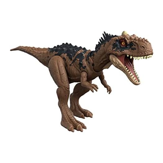 ?Jurassic World Dominion Roar Strikers Rajasaurus Dinosaur Action Figure with Roaring Sound and Attack Action, Toy Gift Physical & Digital Play