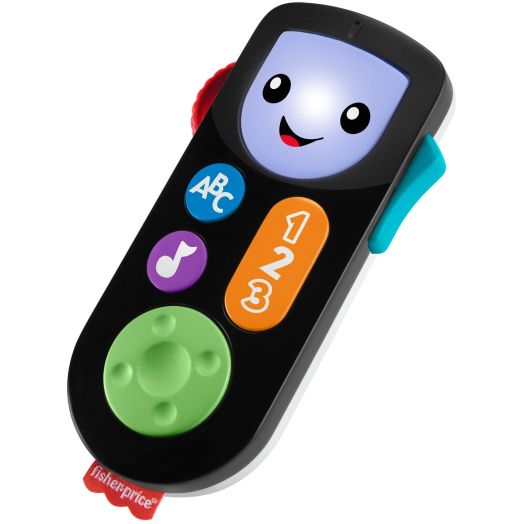 ?Fisher-Price Laugh & Learn Stream & Learn Remote, electronic pretend TV remote toy with lights and educational content for infants and toddlers