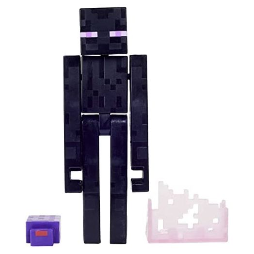 Mattel Minecraft Craft-A-Block Enderman Figure, Authentic Pixelated Video-Game Characters, Action Toy to Create, Explore and Survive, Collectible Gift for Fans Age 6 Years and Older