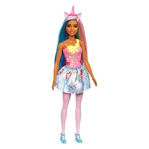Barbie Dreamtopia Unicorn Doll (Blue & Pink Hair), with Skirt, Removable Unicorn Tail & Headband, Toy for Kids Ages 3 Years Old and Up