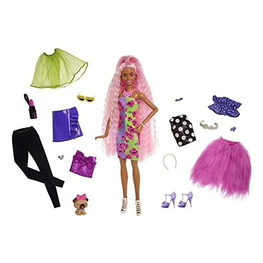 Barbie Extra Deluxe Doll & Accessories Set with Pet, Mix & Match Pieces for 30+ Looks, Multiple Flexible Joints, Gift for Kids 3 Years Old & Up