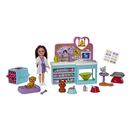 Barbie Doll & Playset with Accessories, Chelsea Can Be Pet Vet Set with Brunette Small Doll, 4 Animals & 18 Pieces