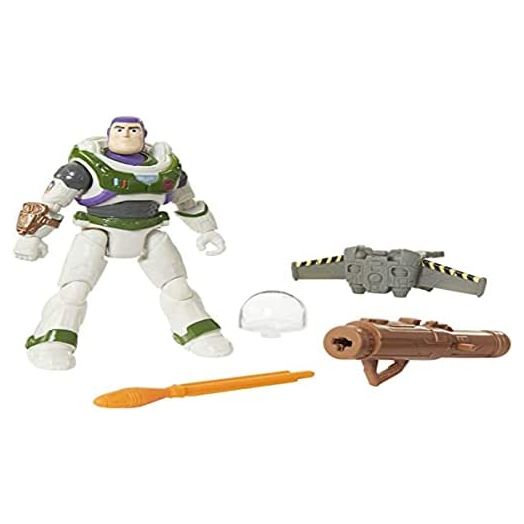 Disney Pixar Lightyear Mission Equipped Buzz Lightyear Action Figure 5 Inch with Jetpack, Blaster, 10 Movable Joints Authentic Detail, Gift 4 Years & Up