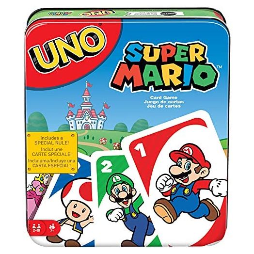 UNO Super Mario Card Game in Storage Tin, Video Game-Themed Deck & Special Rule, Adult & Family Game Nights