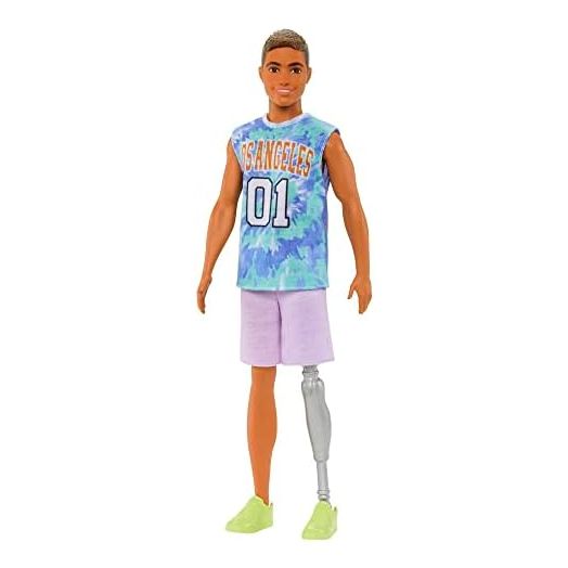 Barbie Fashionistas Ken Fashion Doll #212 with Prosthetic Leg Wearing Removable Los Angeles Jersey, Purple Shorts & Sneakers