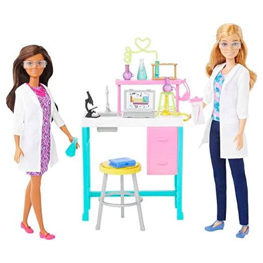 Barbie Careers Playset, Science Lab with 2 Scientist Fashion Dolls, Lab Bench & 10+ Accessories (Amazon Exclusive)