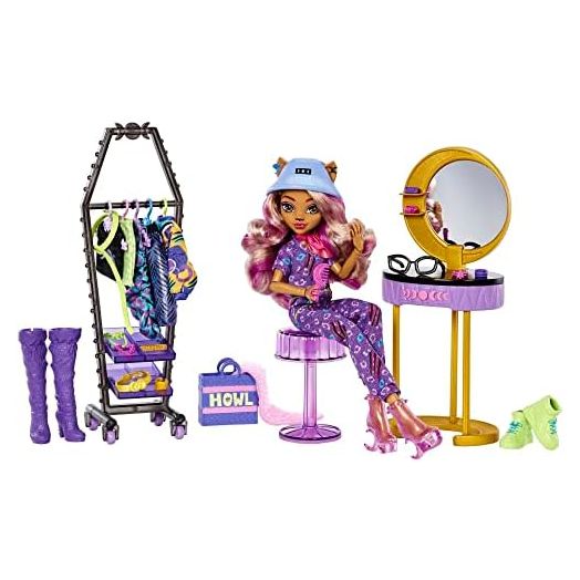 Monster High Doll & Playset, Clawdeen Wolf Boo-tique Studio with Fashion Accessories, 20+ Pieces for Mix-&-Match Outfits