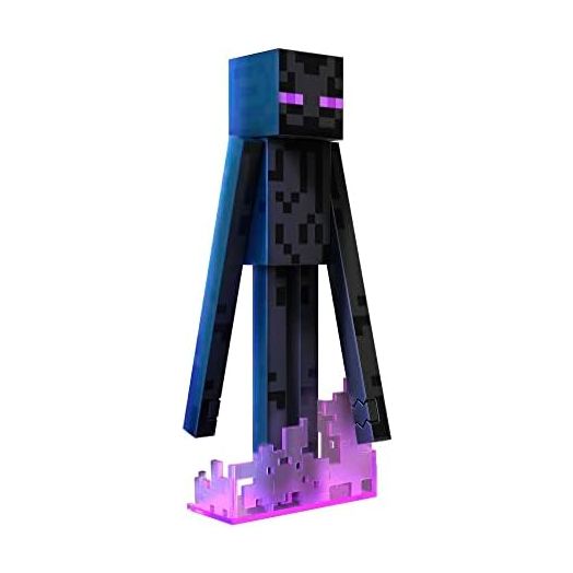 Mattel Minecraft Diamond Enderman Action Figure with Accessories Including Flocked Grass Block, 5.5-inch Toy Collectible