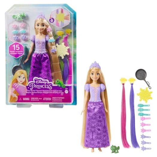 Mattel Disney Princess Rapunzel Fashion Doll with 2 Color-Change Hair Extensions & 10 Hairstyling Pieces, Inspired by the Disney Movie Tangled