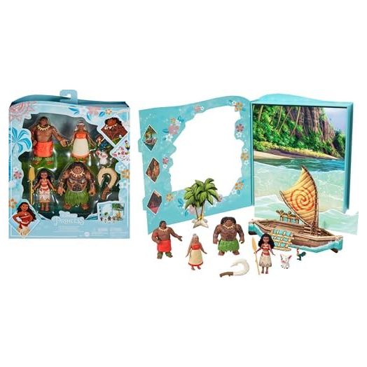 Mattel Disney Princess Toys, Moana Small Doll Story Pack with 1 Moana Doll, 5 Character Figures & 1 Accessory, Inspired by the Movie