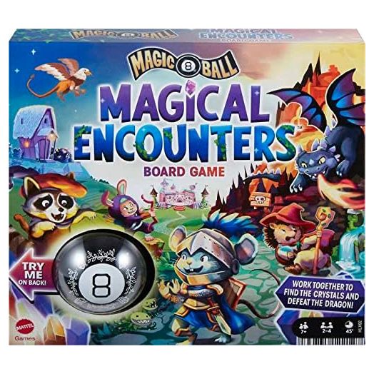 Mattel Games Magic 8 Ball Magical Encounters Board Game for Kids, Cooperative Family Game with Real Magic 8 Ball
