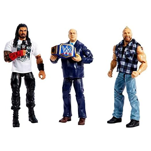 Mattel Action Figure 3-Pack Tribal Chief vs Beast IncarnateRoman Reigns Brock Lesnar & Paul Heyman Elite Collection with Universal Championship & Swappable Hands