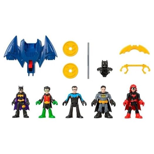 Fisher-Price Imaginext DC Super Friends Batman Toys Family Multipack Figure Set, 5 Characters & 7 Accessories for Kids Ages 3+ Years