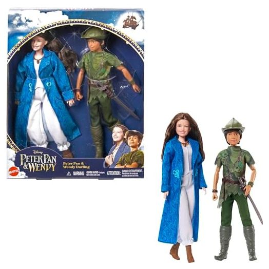 Mattel Disney Movie Peter Pan & Wendy Toys, Peter Pan & Wendy Darling Fashion Dolls Inspired by Mattel Disney’s Peter Pan & Wendy