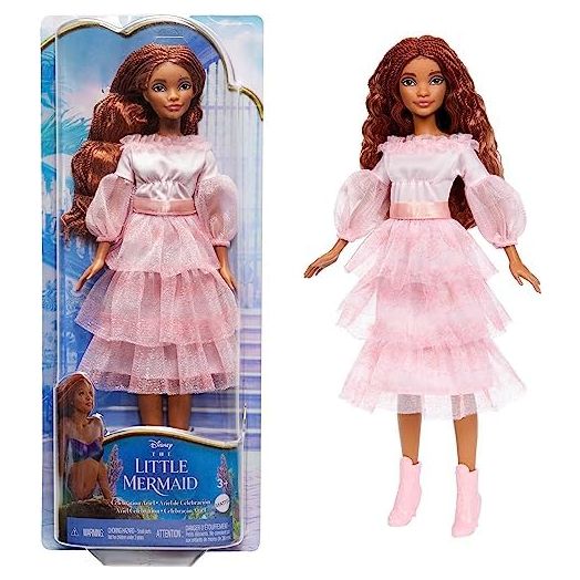 Mattel Disney The Little Mermaid, Celebration Ariel Doll with Red Hair and Pink Dress, Toys Inspired by The Movie