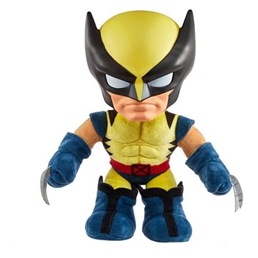 Mattel Marvel X-Men Plush Toy with Sounds & Talking, ’97 Wolverine Collectible with Yellow Suit & Retro Animation Style