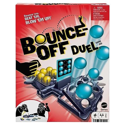 Mattel Games Bounce-Off Duel 2-Player Game for Kids, Teens & Adults, Slam The Paddles & Balls Pop Out with Challenge Cards