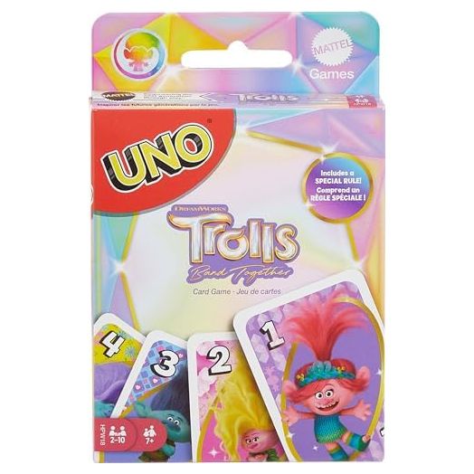 Mattel Games UNO Trolls 3: Band Together Card Game for Kids, Adults & Game Night Featuring Trolls Characters & Special Rule