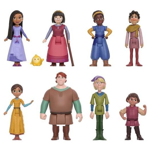 Mattel Disney Wish Toys, The Teens Mini Doll Set, 8 Posable Dolls & Star Figure, Signature Outfits Inspired by the Movie