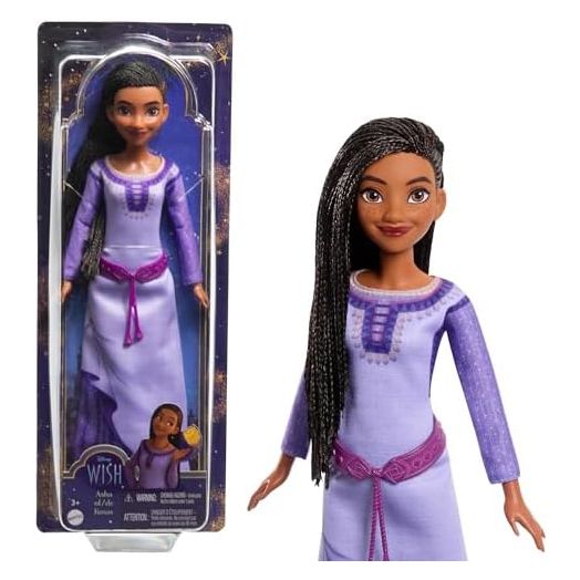Mattel Disney Wish Asha of Rosas Posable Fashion Doll with Natural Hair, Including Removable Clothes, Shoes, and Accessories