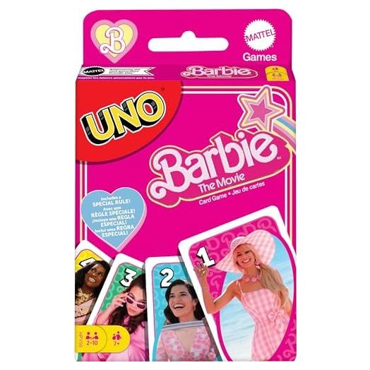 Mattel Games UNO Barbie The Movie Card Game, Inspired by the Movie for Family Night, Game Night, Travel, Camping and Party