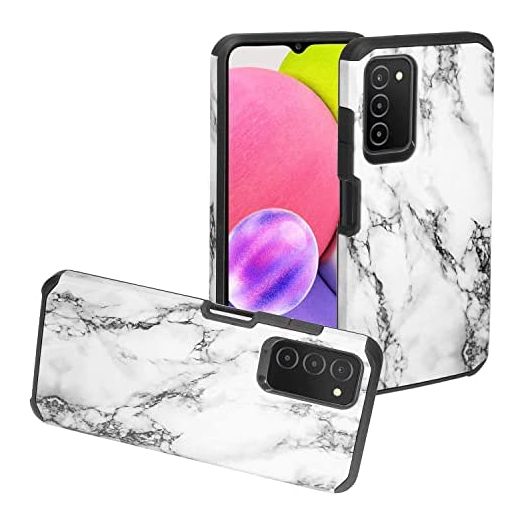 Eaglecell - for Samsung Galaxy A03S (SM-A037) - Image Phone Case - AD1 White Marble