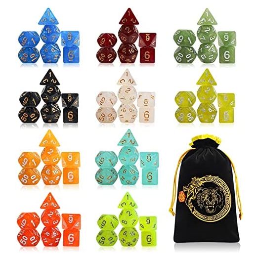 CiaraQ DND dice Set 10x7 Polyhedral Dice (70 pcs) for Dungeons and Dragons RPG MTG Role Playing Table Games with 1 Drawstring Bag