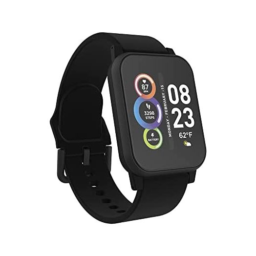 iTECH Fusion 2 S Smartwatch Fitness Tracker, Heart Rate, Step Counter, Sleep Monitor, Message, IP67 Water Resistant for Men and Women, Touch Screen, Compatible with iPhone and Android (Black)