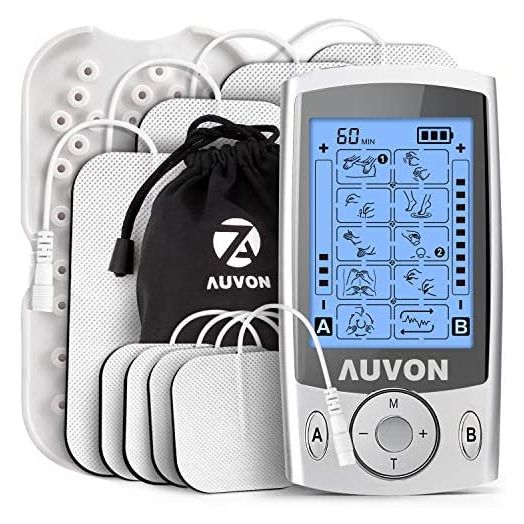 AUVON Dual Channel TENS Unit Muscle Stimulator Machine with 20 Modes, 2" and 2"x4" TENS Unit Electrode Pads