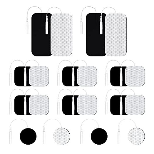 AUVON TENS Unit Replacement Pads Combination Set, 20 Packs Multiple Sizes Electrodes for TENS Unit, Reusable and Latex Free Pigtail TENS Pads for Multiple Pain Relief (2mm Connector)