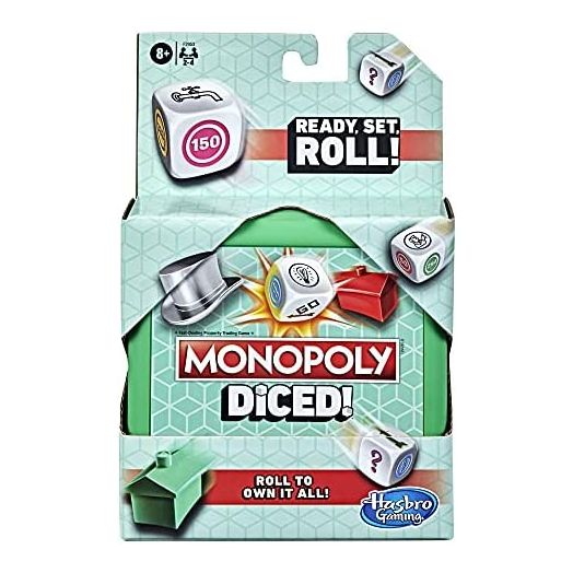 MONOPOLY Diced Game, Easy to Learn Game, Quick Game, Portable Travel Board Game, Fast Game