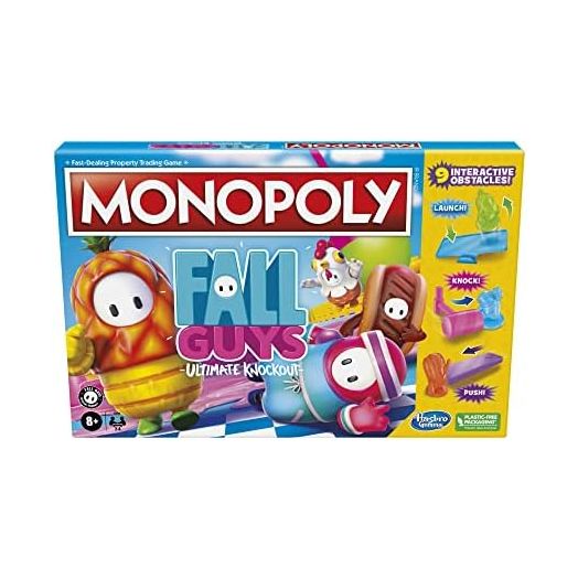 Monopoly Fall Guys Ultimate Knockout Edition Board Game for Players Ages 8 and Up, Dodge Interactive Obstacles, Includes Knockout Die