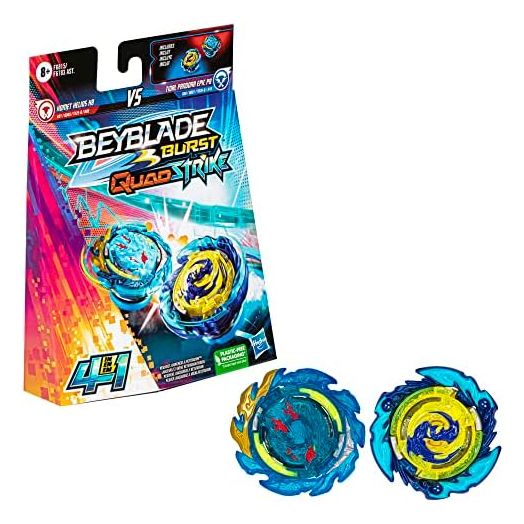Hasbro Beyblade Burst QuadStrike Komet Helios H8 and Tidal Pandora Epic P8 Spinning Top Dual Pack, 2 Battling Game Top Toy