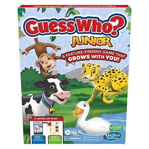 Hasbro Gaming Guess Who Junior Board Game, Ages 3 and Up, 2 to 4 Players, Preschool Games, Fun Games for Kids