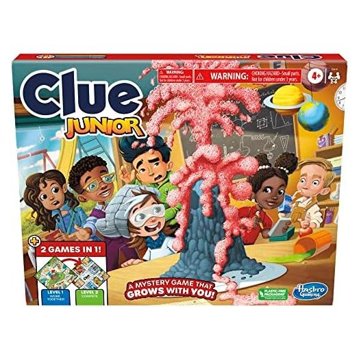Clue Junior Game, 2-Sided Gameboard, 2 Games in 1, Clue Mystery Game for Younger Kids Ages 4 and Up, 2 to 6 Players