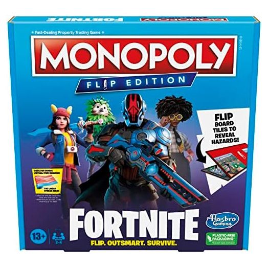 Hasbro Gaming Monopoly Flip Edition: Fortnite Board Game for Ages 13 Game Inspired by Fortnite Video Game, Board Games for Teens and Adults, 2-4 Players