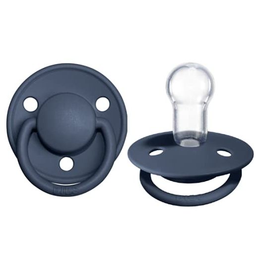 BIBS Pacifiers – De Lux | BPA-Free Silicone Baby Pacifier | Made in Denmark | Set of 2 Soothers (Steel Blue, One Size Silicone)