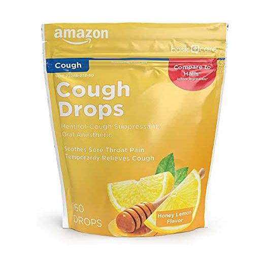 Amazon Basic Care Honey Lemon Cough Drops 160ct (Previously SoundHealth)