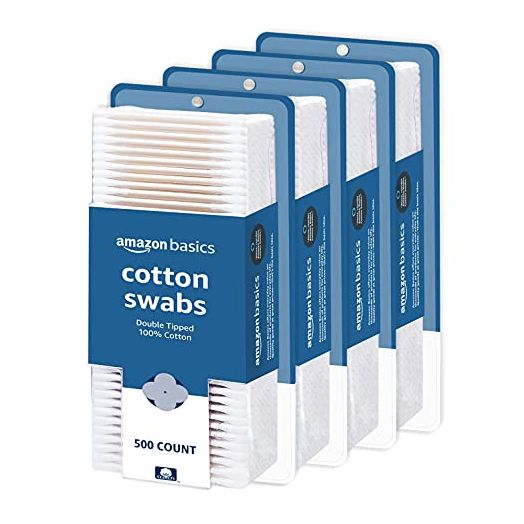 Amazon Basics Cotton Swabs, 500ct, (Previously Solimo) (Pack of 4)
