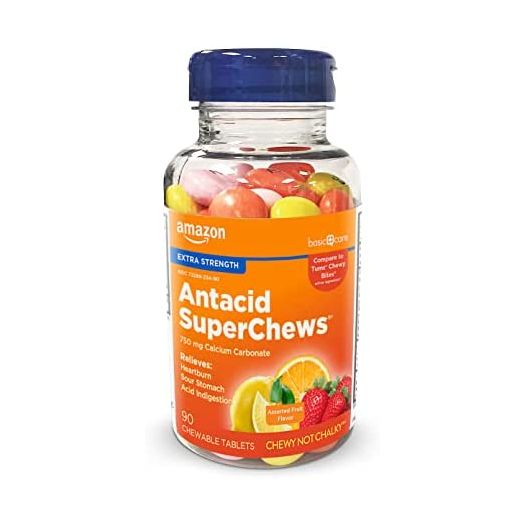 Amazon Basic Care Extra Strength Antacid SuperChews Assorted Fruit 90ct (Previously SoundHealth)