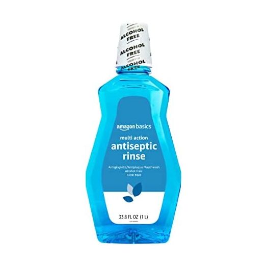 Amazon Basics Multi Action Antiseptic Rinse, Alcohol Free, Fresh Mint, 1 Liter (1 Pack)