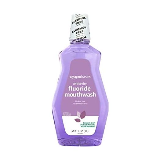 Amazon Basics Anticavity Fluoride Mouthwash, Alcohol Free, Violet Mint, 1 Liter (1 Pack)