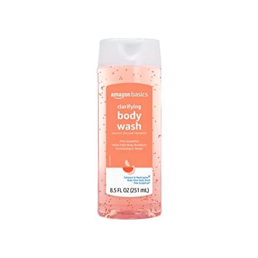 Amazon Basics Clarifying Pink Grapefruit Body Wash, 2% Salicylic Acid Acne Treatment, Dermatologist Tested, 8.5 Fluid Ounces, Pack of 1