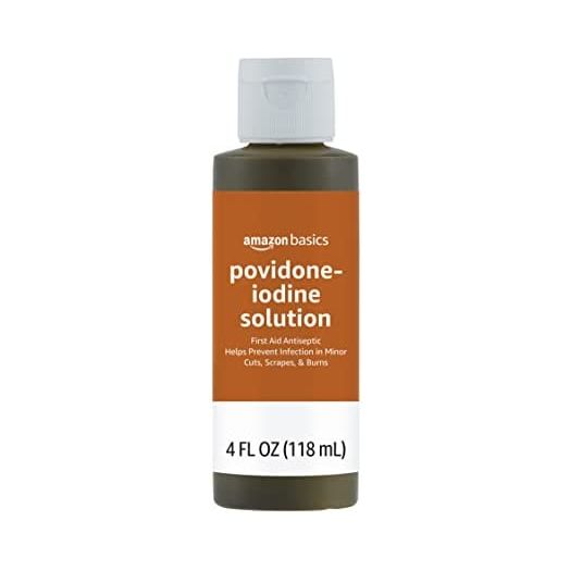 Amazon Basics 10% Povidone Iodine Solution First Aid Antiseptic, 4 Fluid Ounces, 1-Pack (Previously Solimo)
