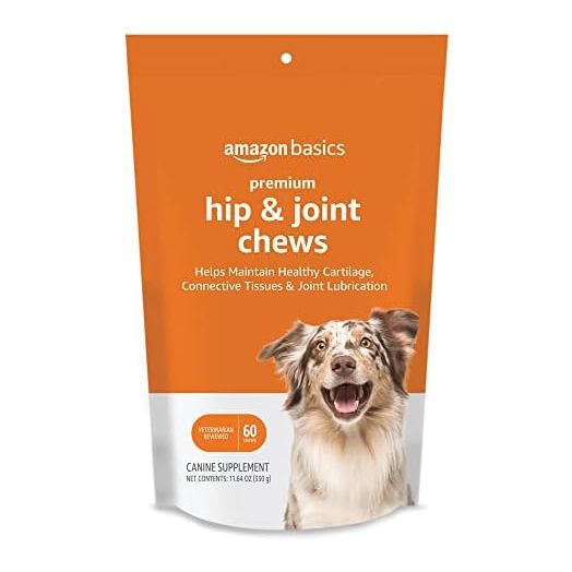 Amazon Basics Premium Dog Hip & Joint Supplement Chews with EPA and DHA, Chicken Liver Flavor, 60 Count (Previously Solimo)