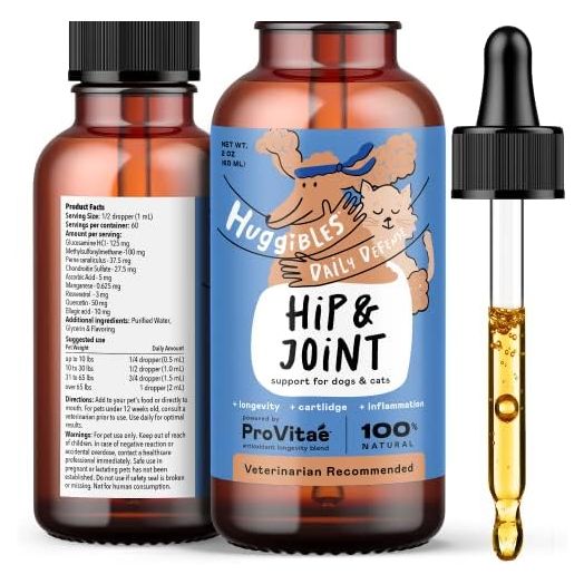 Hip & Joint Support Liquid Supplement for Dogs & Cats – Daily Supplement for Mobility Support with Glucosamine, MSM, Chondroitin – Reduce Pain & Inflammation – Antioxidants for Longevity